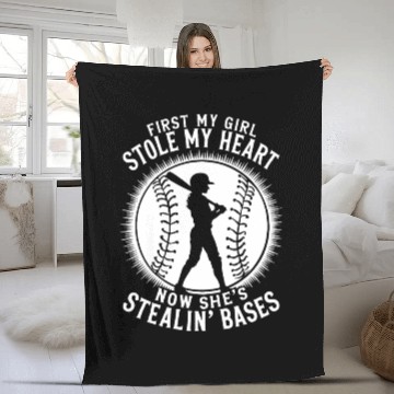 Discover Stole Heart Softball Dad Funny Daddy Father's Day Fleece Blankets