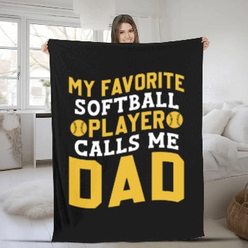 Discover Calls Me Softball Dad Funny Daddy Father's Day Fleece Blankets