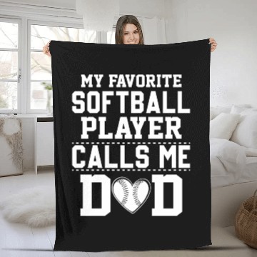 Discover Calls Me Softball Dad Funny Daddy Father's Day Fleece Blankets