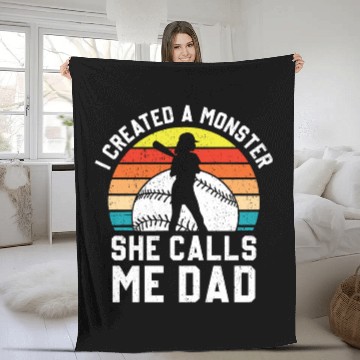 Discover Calls Me Softball Dad Funny Daddy Father's Day Fleece Blankets