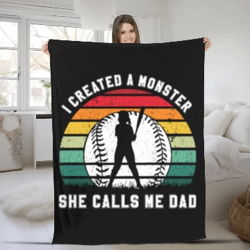 Discover Calls Me Softball Dad Funny Daddy Father's Day Fleece Blankets