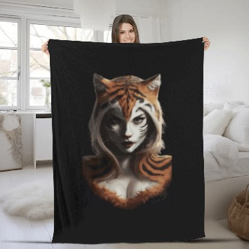 Discover Fierce Jungle Tiger Spirit Fantasy Artwork Fleece Blankets