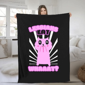 Discover Lesbian Eat What Funny Cat Lesbian LGBTQ Fleece Blankets