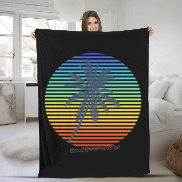 Discover Summer Rainbow Palm Fleece Blankets