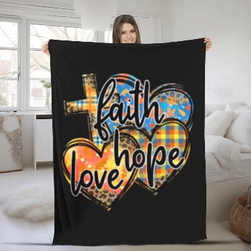 Discover Faith Hope Love Hearts Cross Religion Fleece Blankets