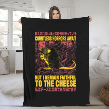 Discover Faithful to the Cheese Japanese Horror Rat Fleece Blankets