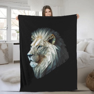 Discover Polygon Animal Print White Fleece Blankets