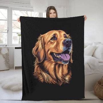 Discover Cute Golden Retriever Dog Lover Fleece Blankets