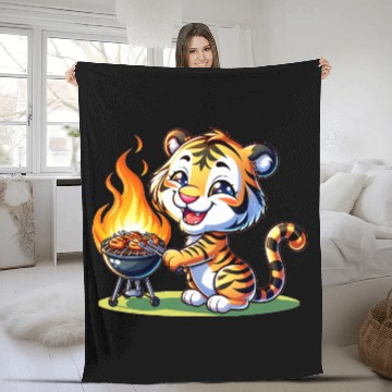 Discover Cute BBQ Tiger Fleece Blankets