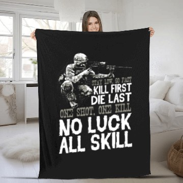 Discover Veteran Design - No Luck All Skill Fleece Blankets