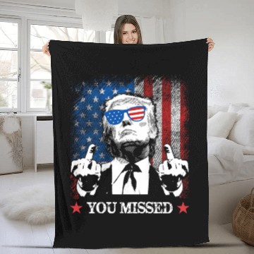 Discover You Missed Trump 2024 US American Flag Fleece Blankets