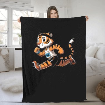 Discover Cute Marathon Runner Tiger Fleece Blankets