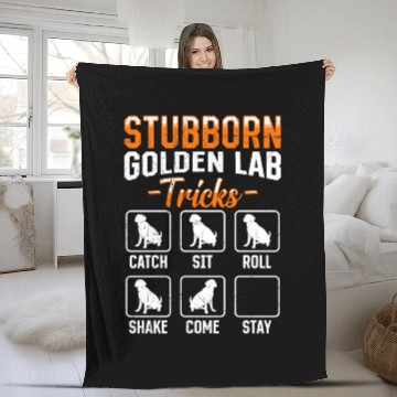 Discover Labrador STUBBORN GOLDEN LAB TRICKS Labrador Fleece Blankets