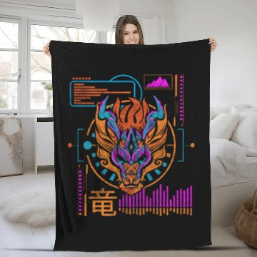 Discover Cyberpunk Technology Synthwave Japanese Fleece Blankets