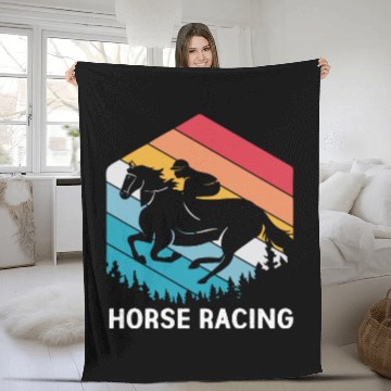 Discover Retro Equestrian Riding Jockey Horse Racing Fleece Blankets