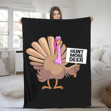 Discover Funny Turkey Hunter Bird Hunting Hunt More Deer Fleece Blankets