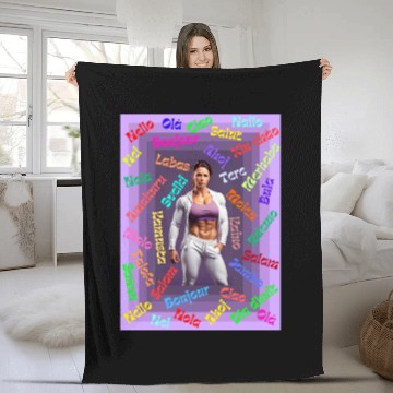 Discover Multi language gym design Fleece Blankets