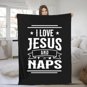 Discover I Love Jesus And Naps Funny Christian Saying Fleece Blankets