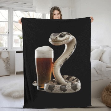Discover Snake Drinking Beer Realistic Fleece Blankets