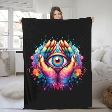 Discover Psychedelic colorful eye Fleece Blankets