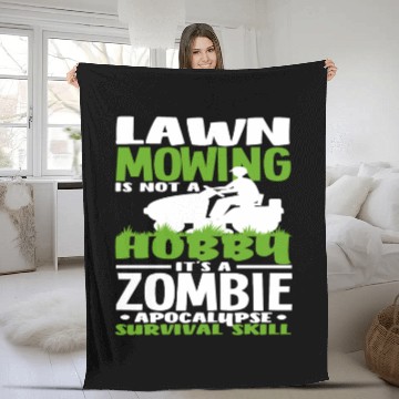 Discover Landscaper Gardener Lawn Mowing Zombie Fleece Blankets