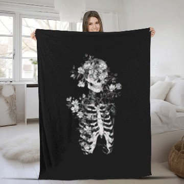 Discover Floral Skeleton Flowers Aesthetic Fleece Blankets