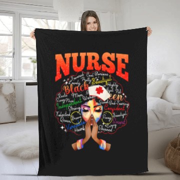 Discover Black Nurse History BLM Afro Fleece Blankets