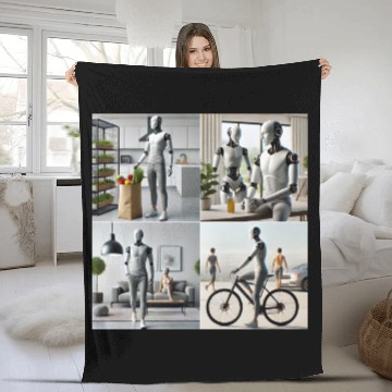 Discover Robot Busy Being Human Fleece Blankets