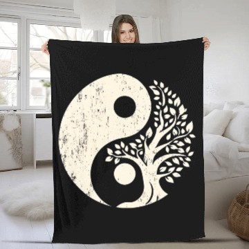 Discover Nature's Balance: Yin Yang Tree of Life Fleece Blankets