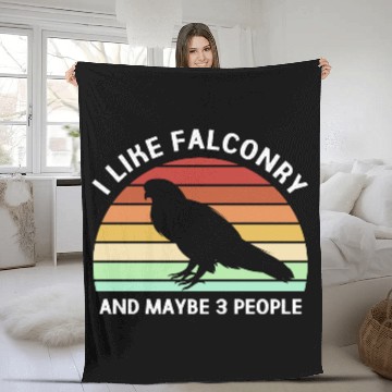 Discover Retro I Like Falconry And Maybe Three People Fleece Blankets