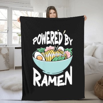 Discover Powered By Ramen Anime Japanese Soup Cup Noodle Fleece Blankets
