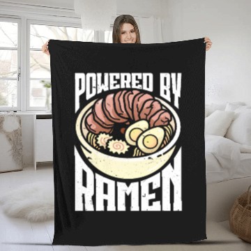 Discover Powered By Ramen Anime Japanese Soup Cup Noodle Fleece Blankets