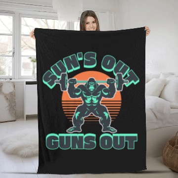 Discover Suns Out Guns Out Beach Summer Funny Gym Workout Fleece Blankets