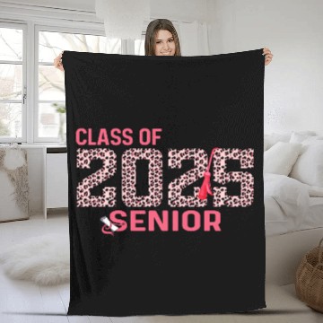Discover Class of 2025 Senior Leopard Print Graduation 2025 Fleece Blankets