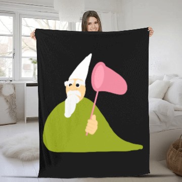 Discover Crawly Gnome Tiny Green Wizard, Funny Green Gnome Fleece Blankets