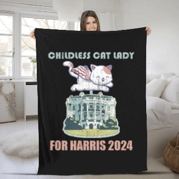 Discover Childless cat lady for Harris 2024 Fleece Blankets