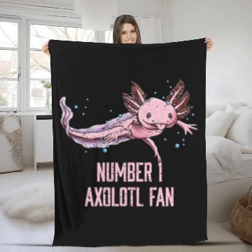 Discover Number One Axolotl Fan Funny Salamander Humor Axol Fleece Blankets