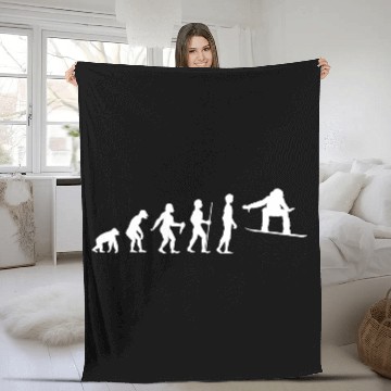 Discover FUNNY HUMAN EVOLUTION TO SNOWBOARDER Fleece Blankets