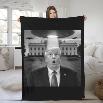 Discover Funny Trump Shocked by UFOs at the White House Fleece Blankets