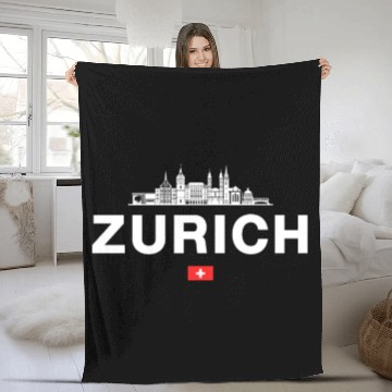 Discover Zurich Switzerland Swiss Alps Lake Zurich Fleece Blankets
