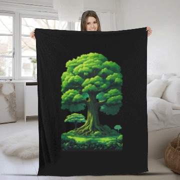 Discover Enchanted Forest Motif - Whimsical Nature-Inspired Fleece Blankets