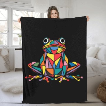 Discover Colorful Geometric Reptiles Frog Art Design Fleece Blankets