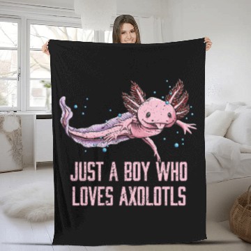 Discover Just a Boy Who Loves Axolotl Salamander Funny Axol Fleece Blankets