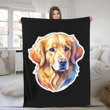 Discover Golden Retriever Watercolor Fleece Blankets