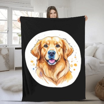 Discover Golden Retriever Watercolor Fleece Blankets