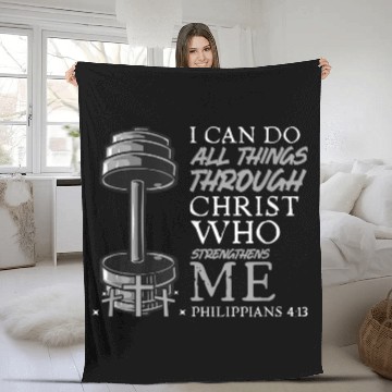 Discover Weightlifter Christian Bible Verse Fleece Blankets