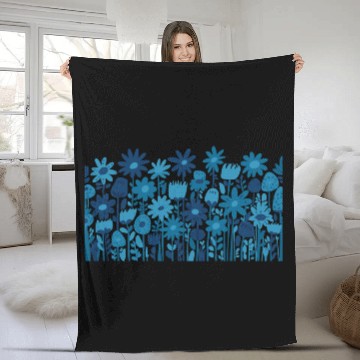 Discover Blue Wildflowers Fleece Blankets