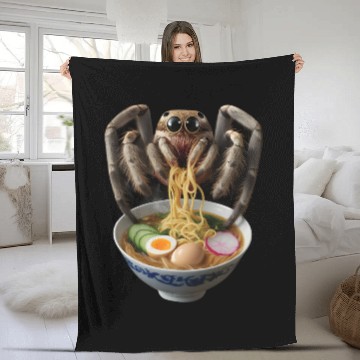 Discover Spider Eating Ramen Realistic Fleece Blankets