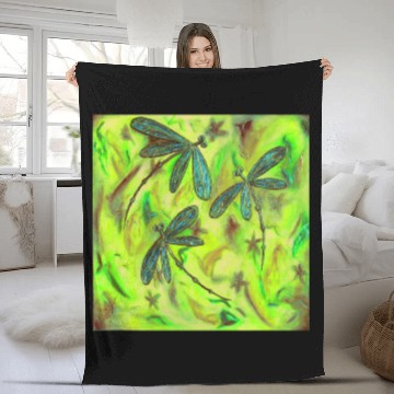 Discover Dragonfly Flit Gorgeous Green Fleece Blankets