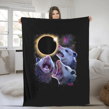 Discover Opossums Howling Eclipse Possum Fleece Blankets